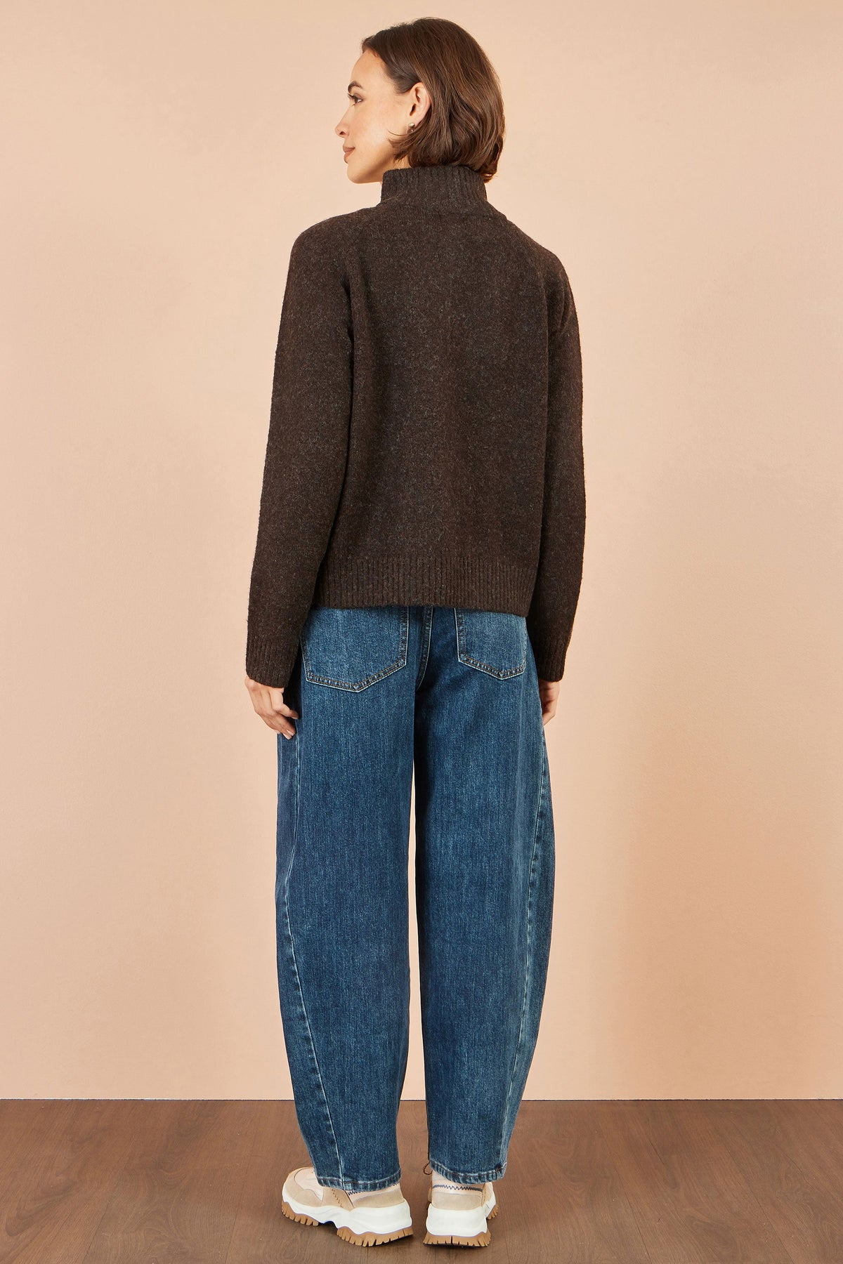 Yumi Brown Zip Up Cardigan