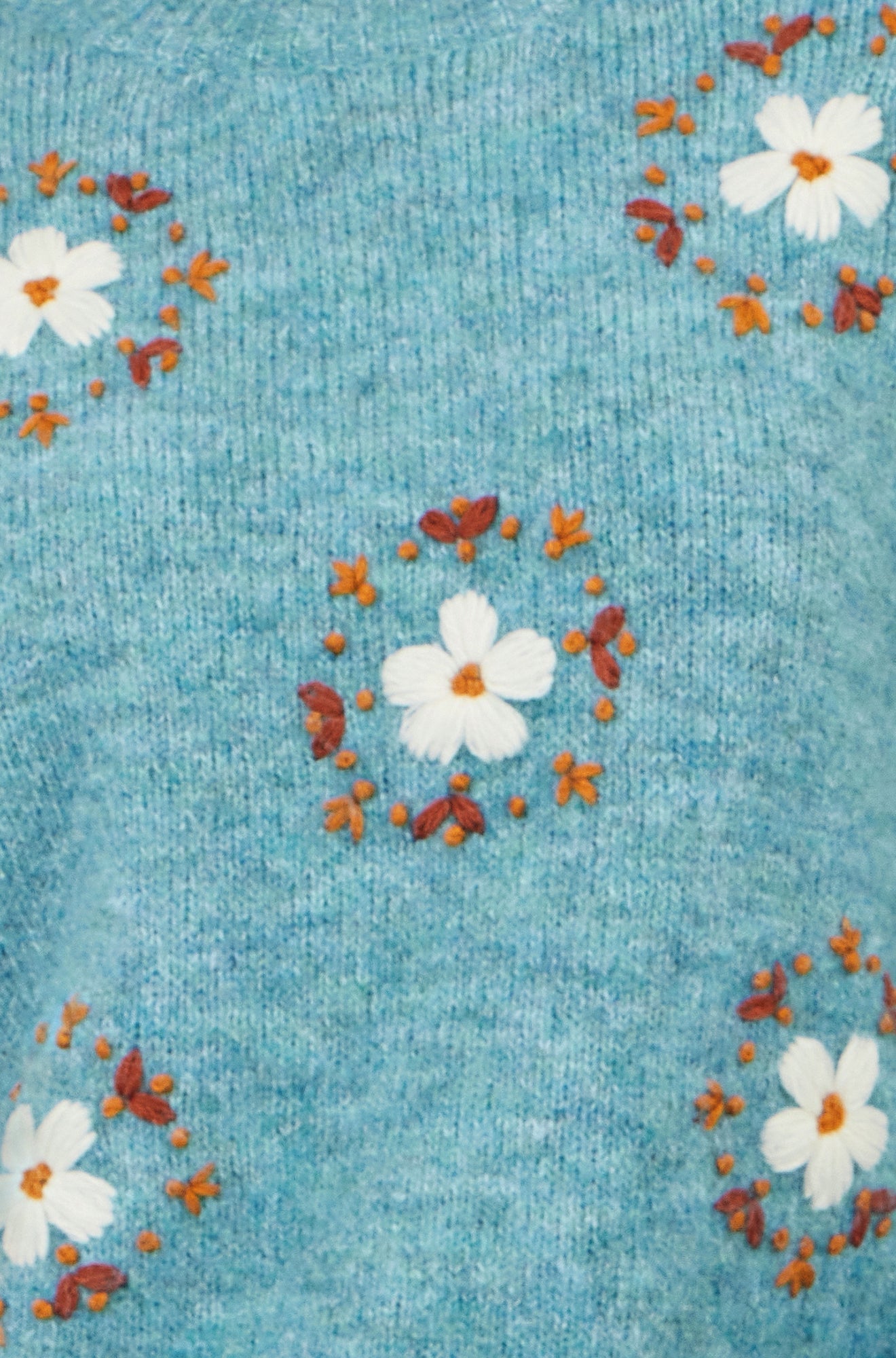 Yumi Blue Patch Floral Embroidered Relaxed Jumper