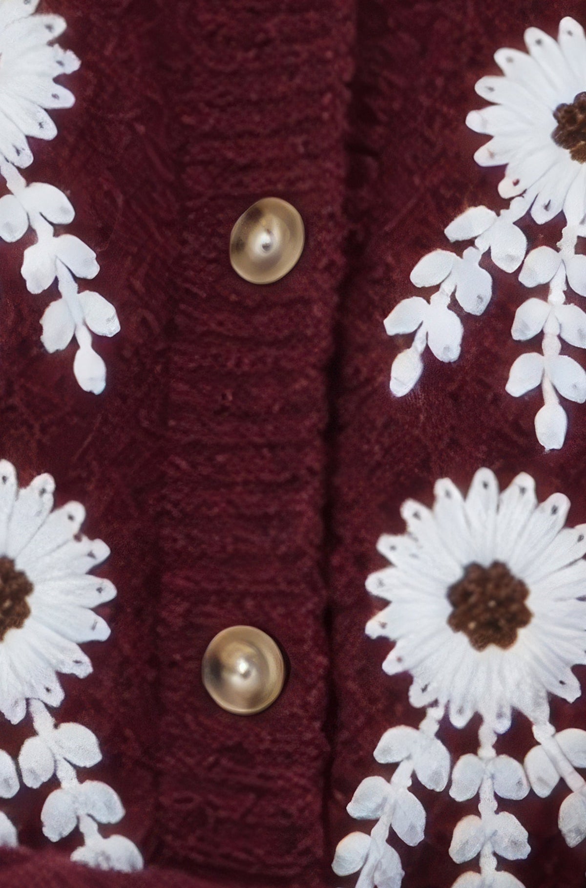 Yumi Burgundy Floral Embroidered Cardigan