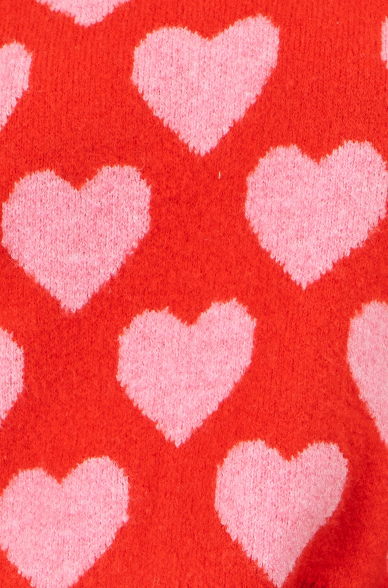 Yumi Pink Heart Intarsia Relaxed Jumper