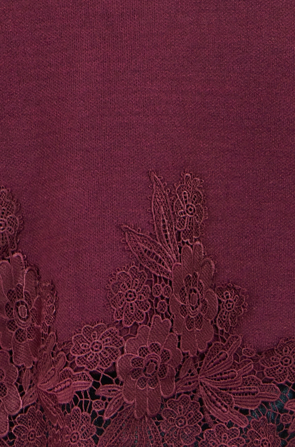 Yumi Burgundy Viscose Relaxed Jumper With Lace Trim