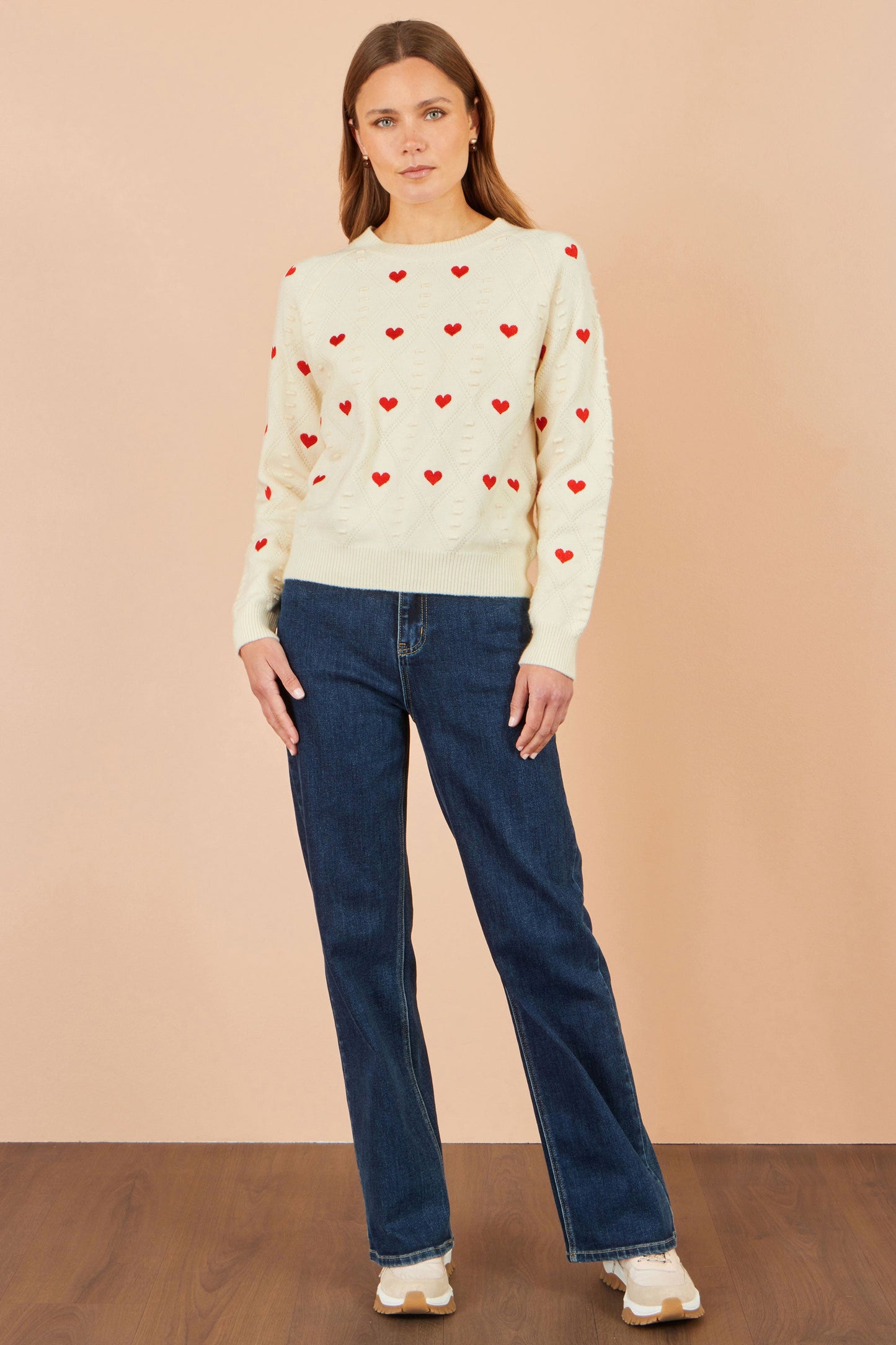 Yumi Ivory Embroidered Heart Jumper