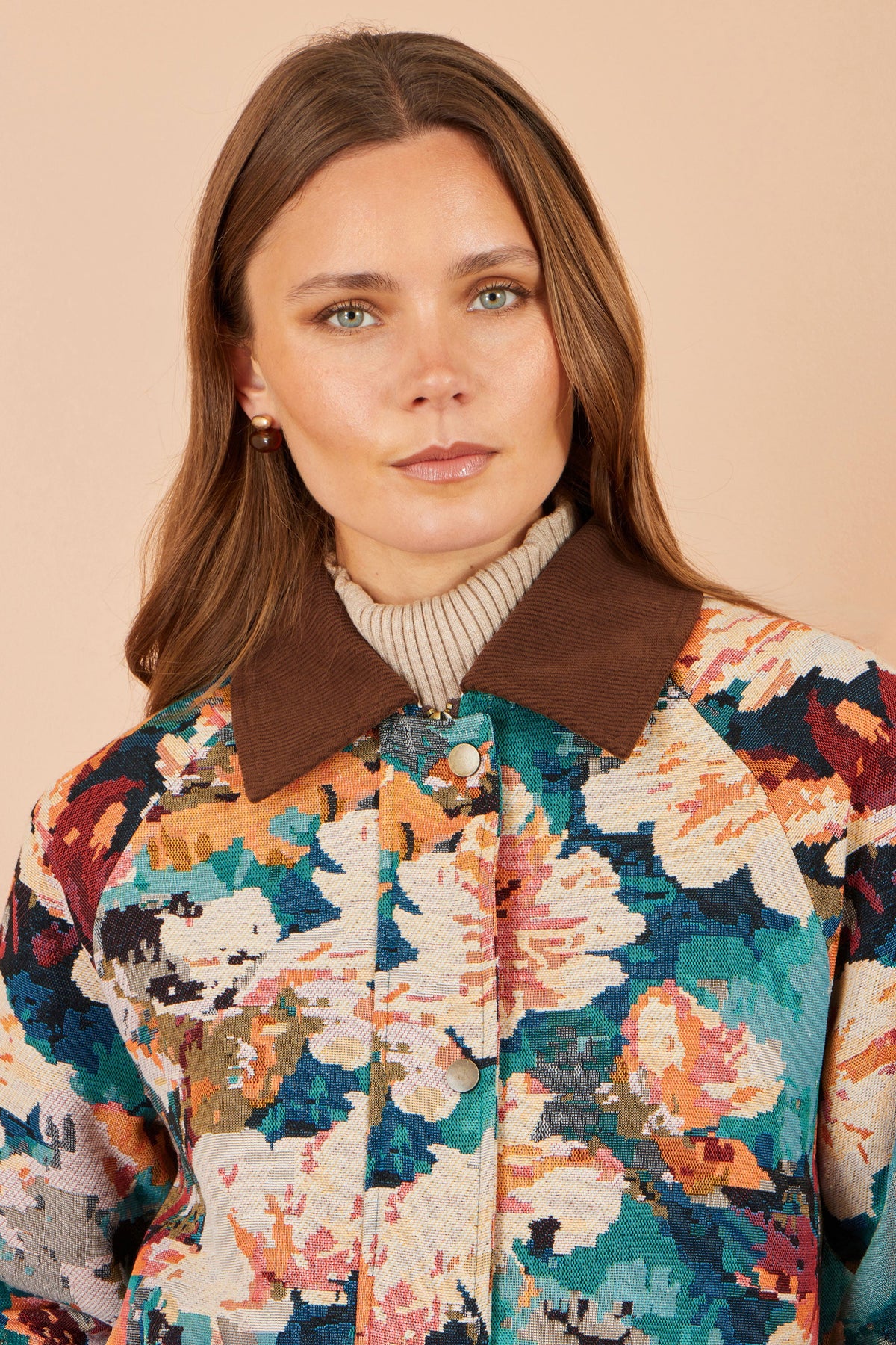Yumi Multicolour Floral Woven Bomber Jacket