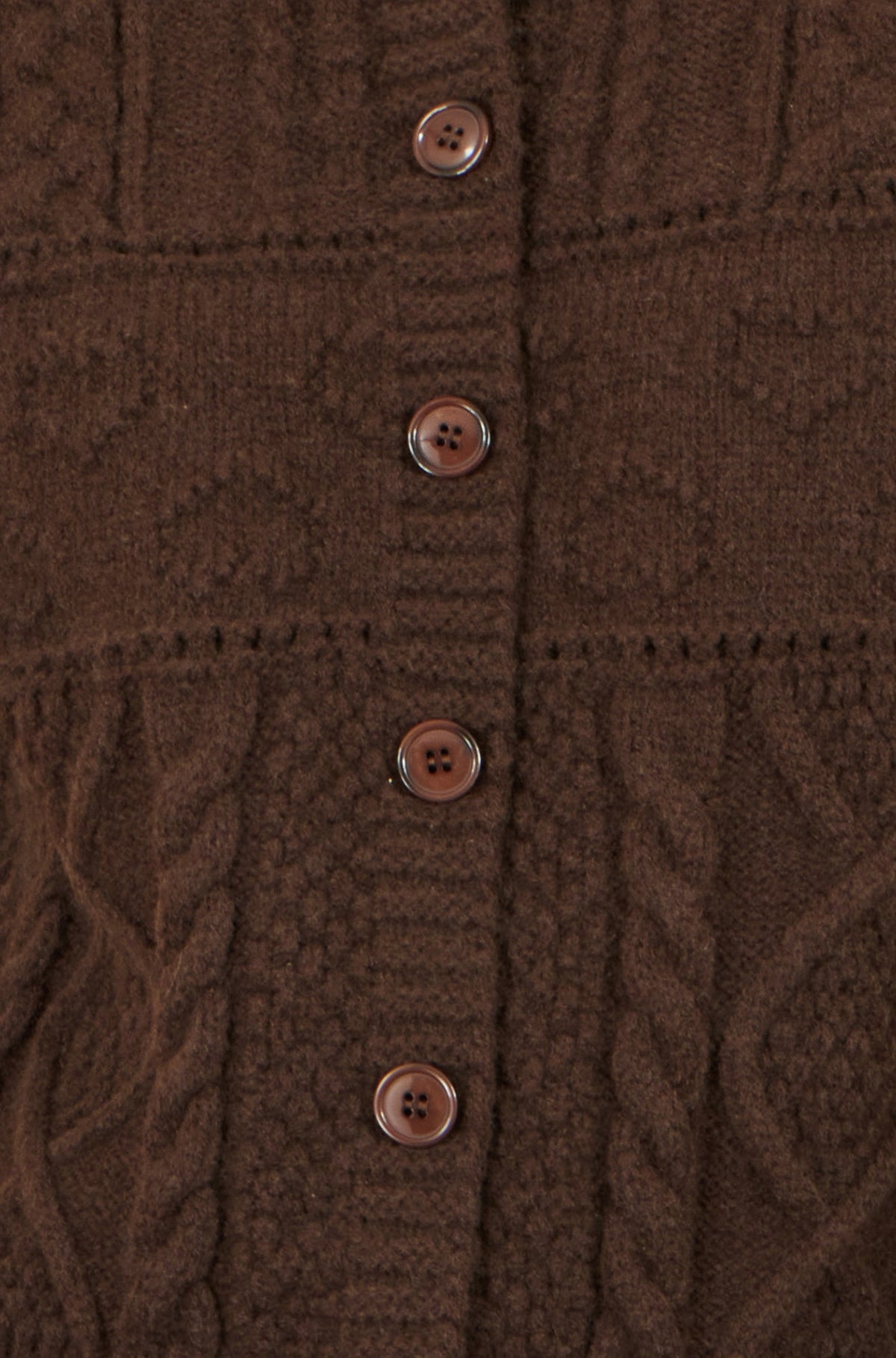 Yumi Brown Cable Knit Boxy Jacket