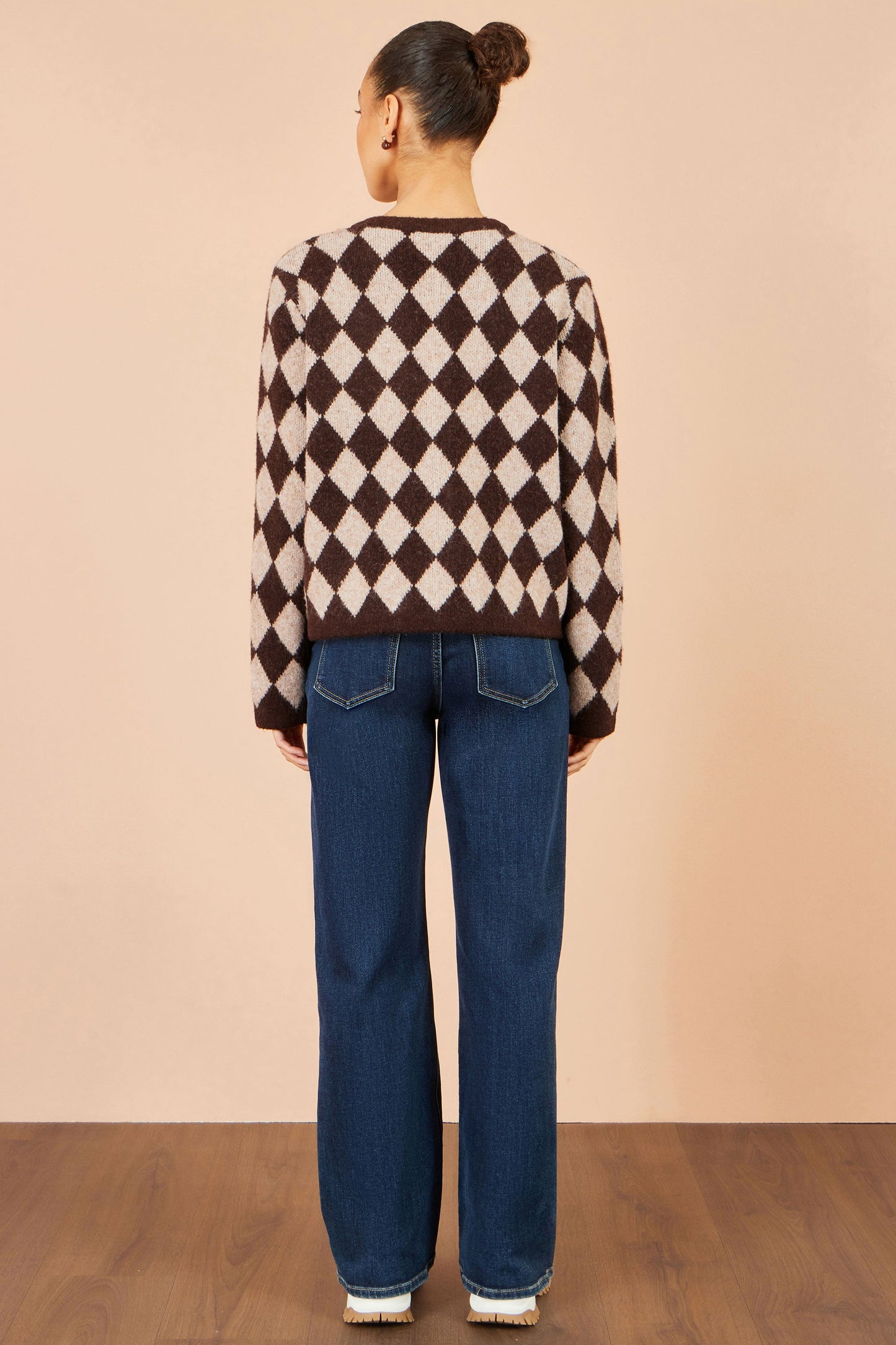 Yumi Brown Argyll Knit Cardigan