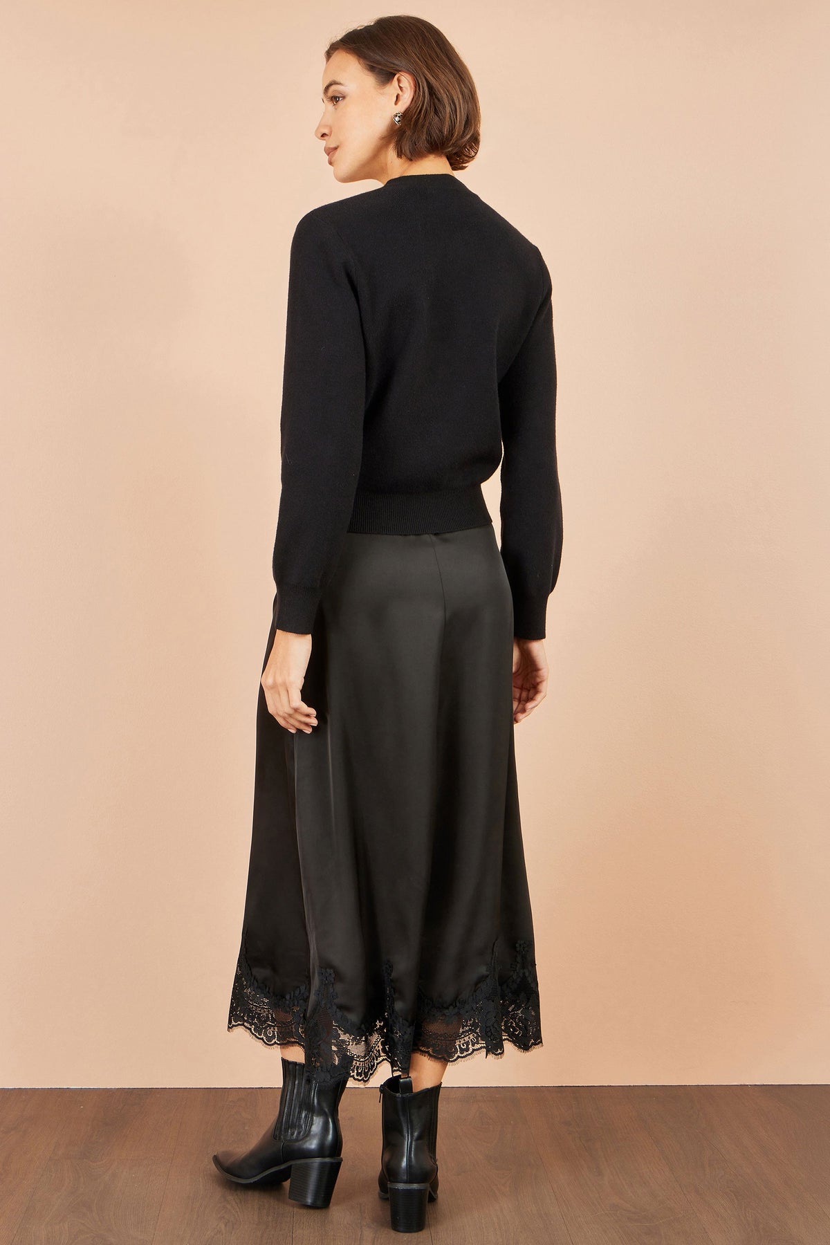 Yumi Black Sparkle Bow Cardigan