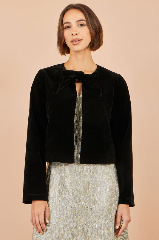 Yumi Black Velvet Bow Jacket