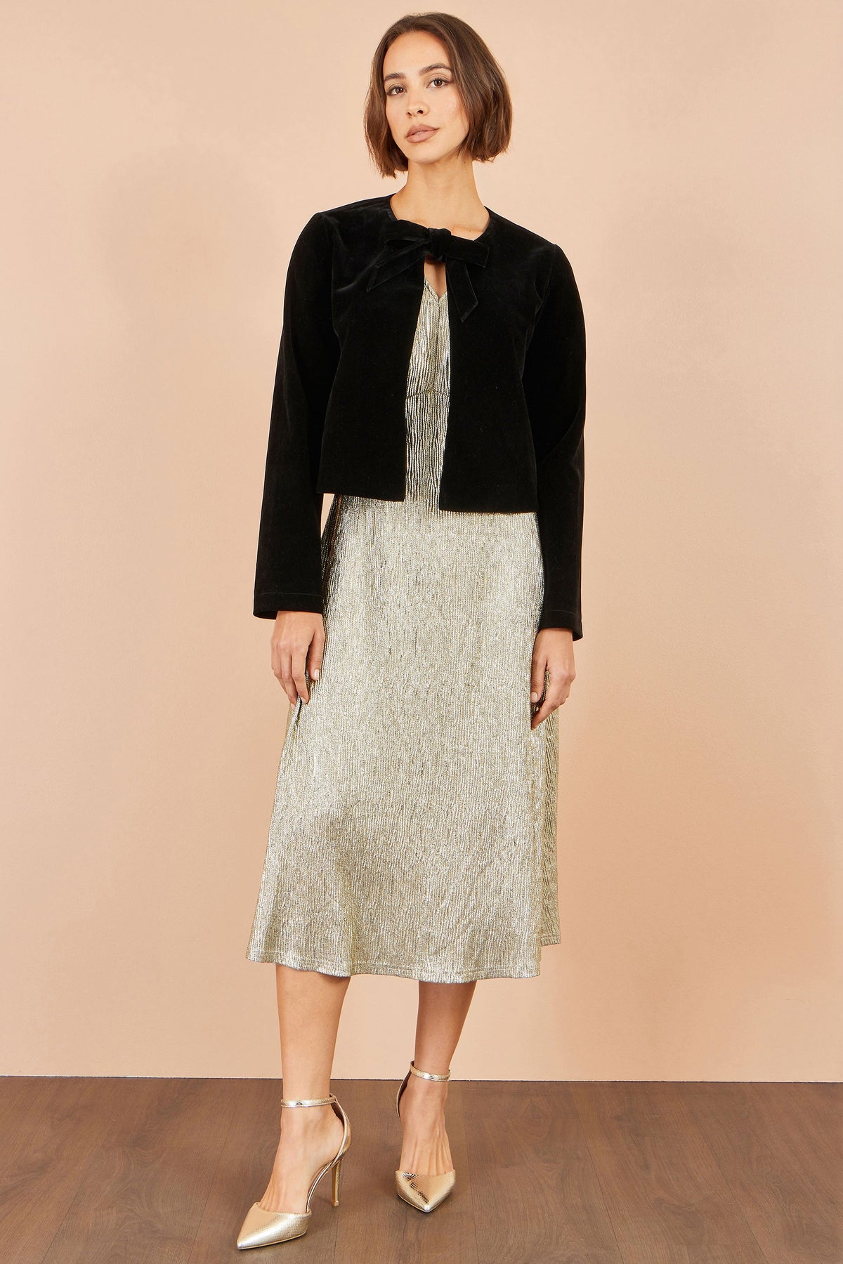 Yumi Black Velvet Bow Jacket
