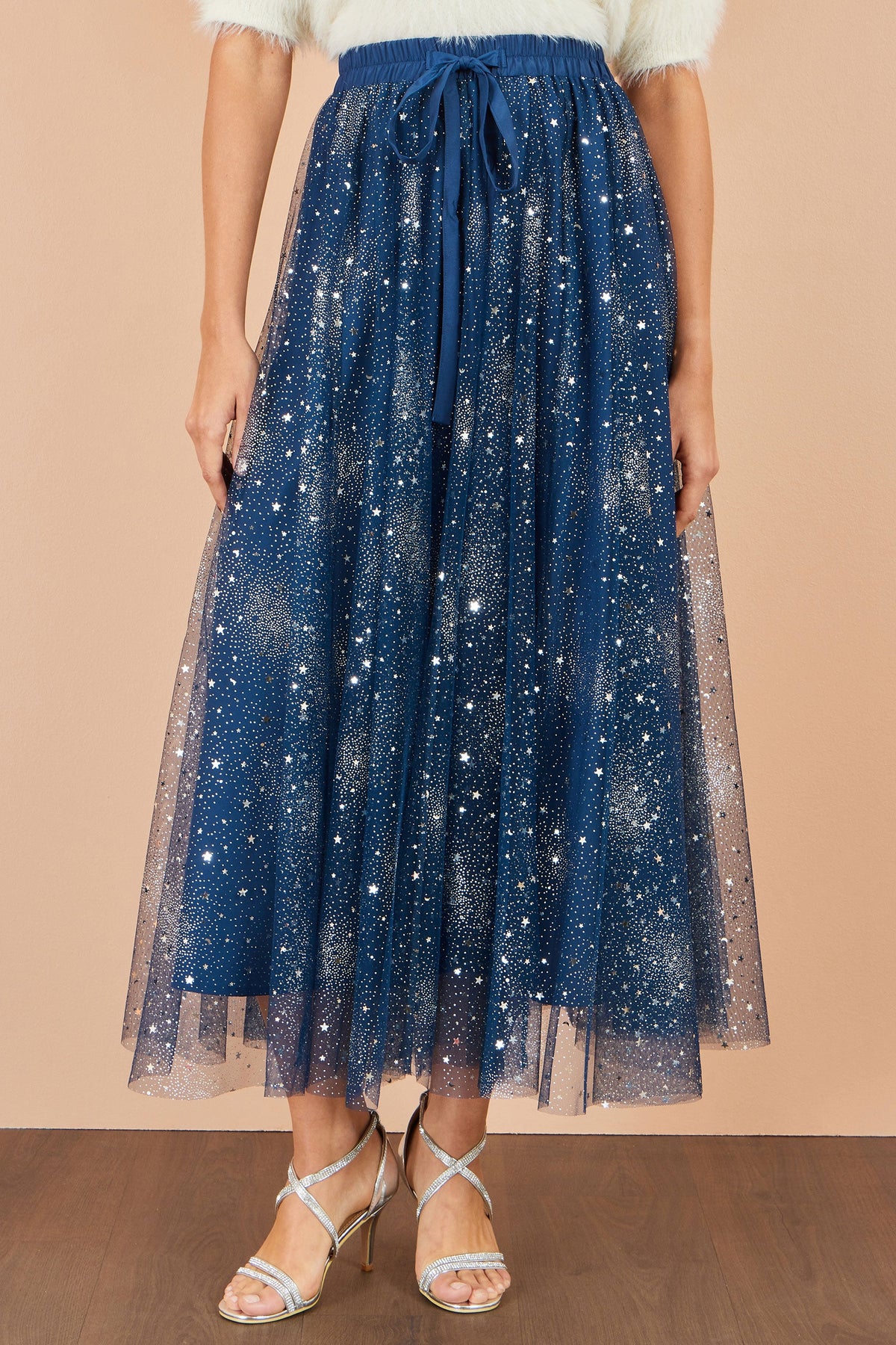 Yumi Navy Star Sparkle Tulle Skirt