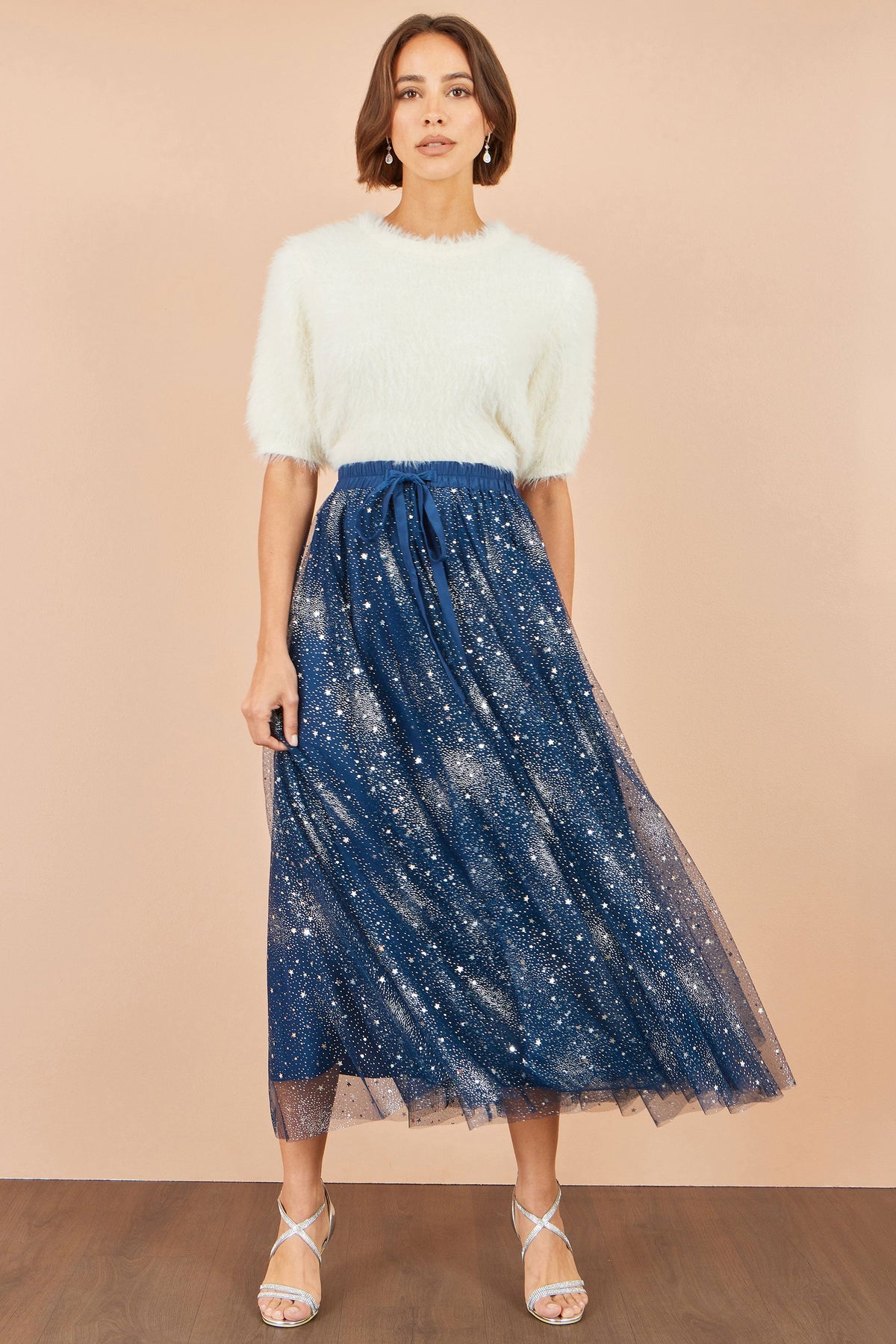 Yumi Navy Star Sparkle Tulle Skirt