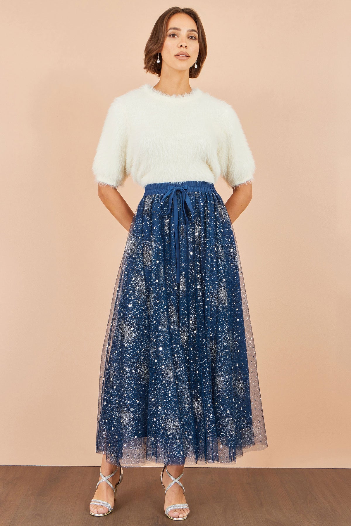 Yumi Navy Star Sparkle Tulle Skirt