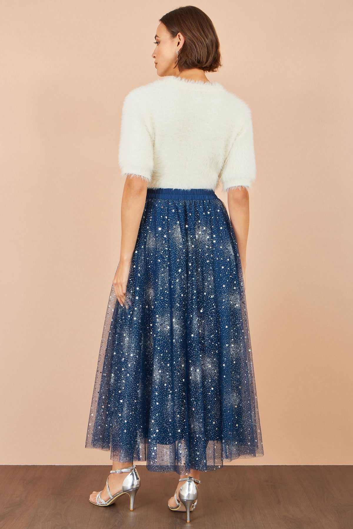 Yumi Navy Star Sparkle Tulle Skirt