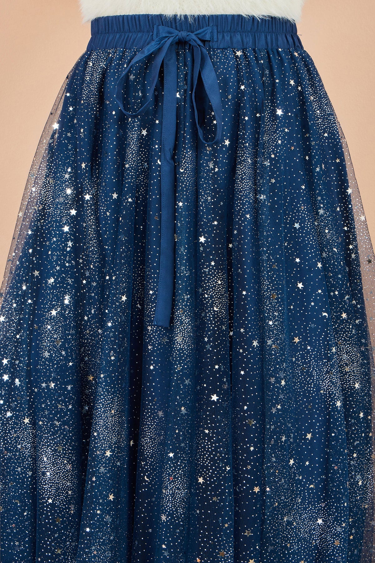 Yumi Navy Star Sparkle Tulle Skirt