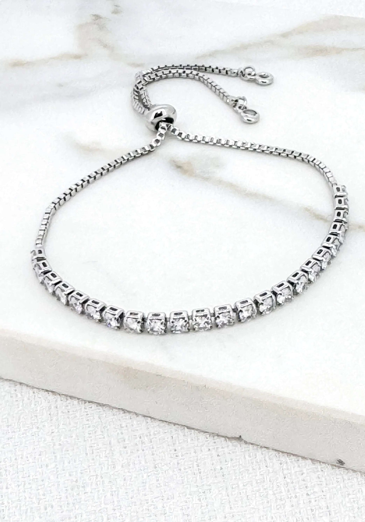 Envy - Adjustable silver tennis bracelet