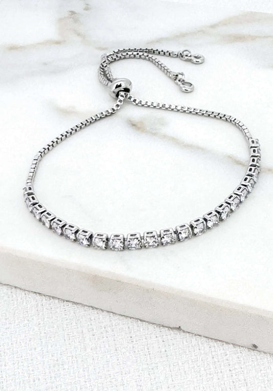 Envy - Adjustable silver tennis bracelet