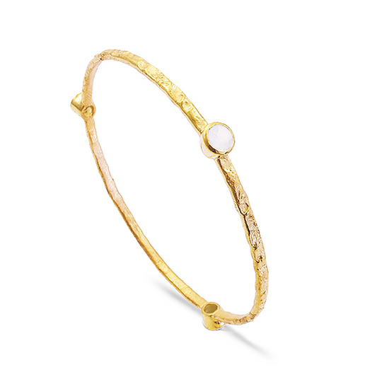 Thalia Three Stone Stacking Bangle Rainbow Moonstone