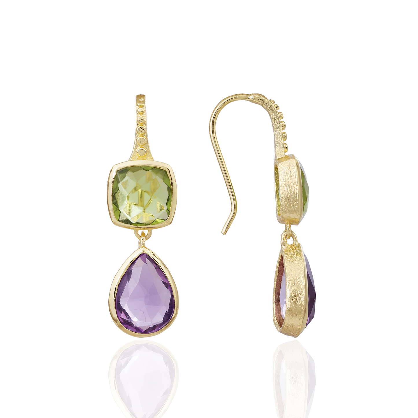 [PRE-ORDER] Charis Double Gemstone Earrings Peridot & Amethyst