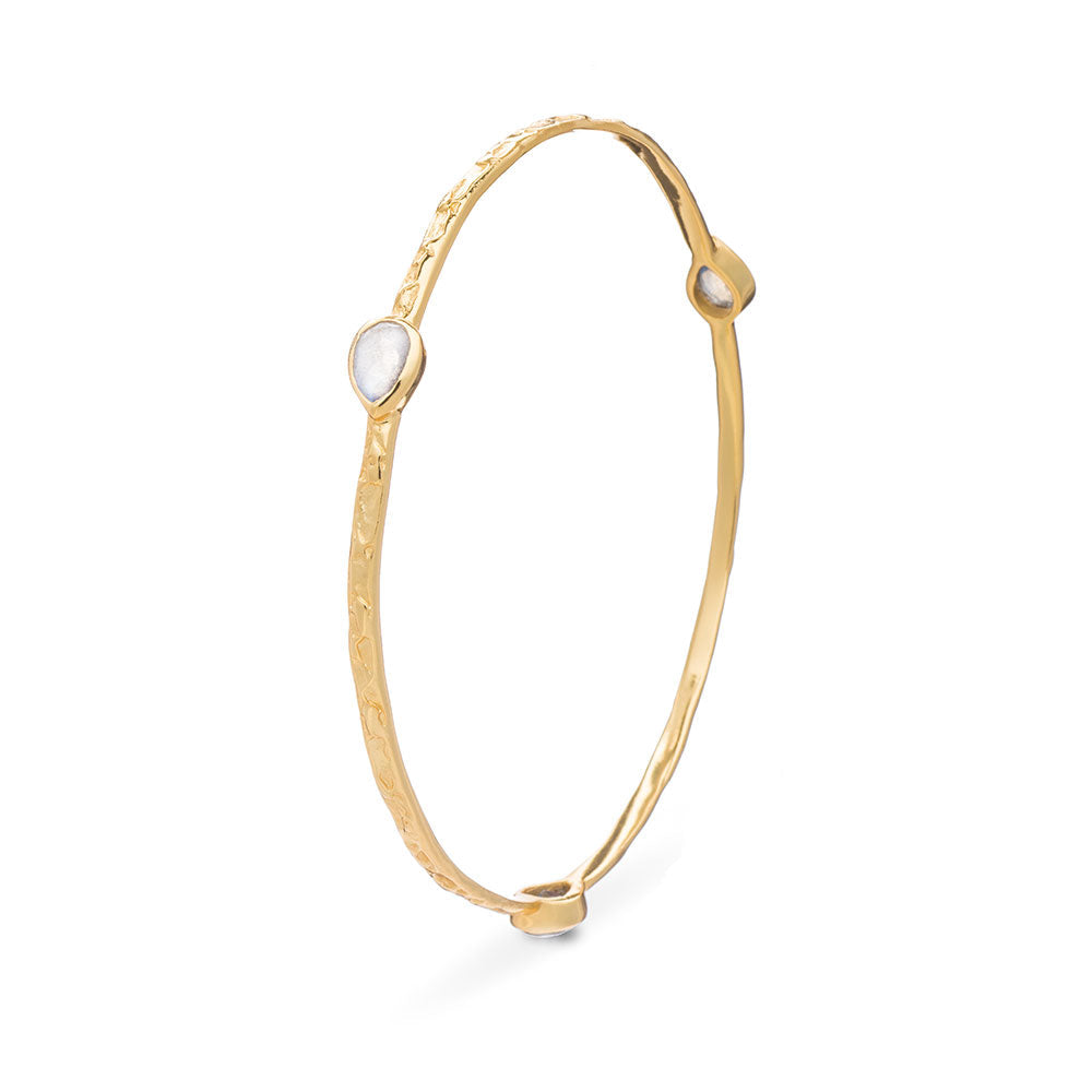 Simi Three Stone Stacking Bangle Rainbow Moonstone