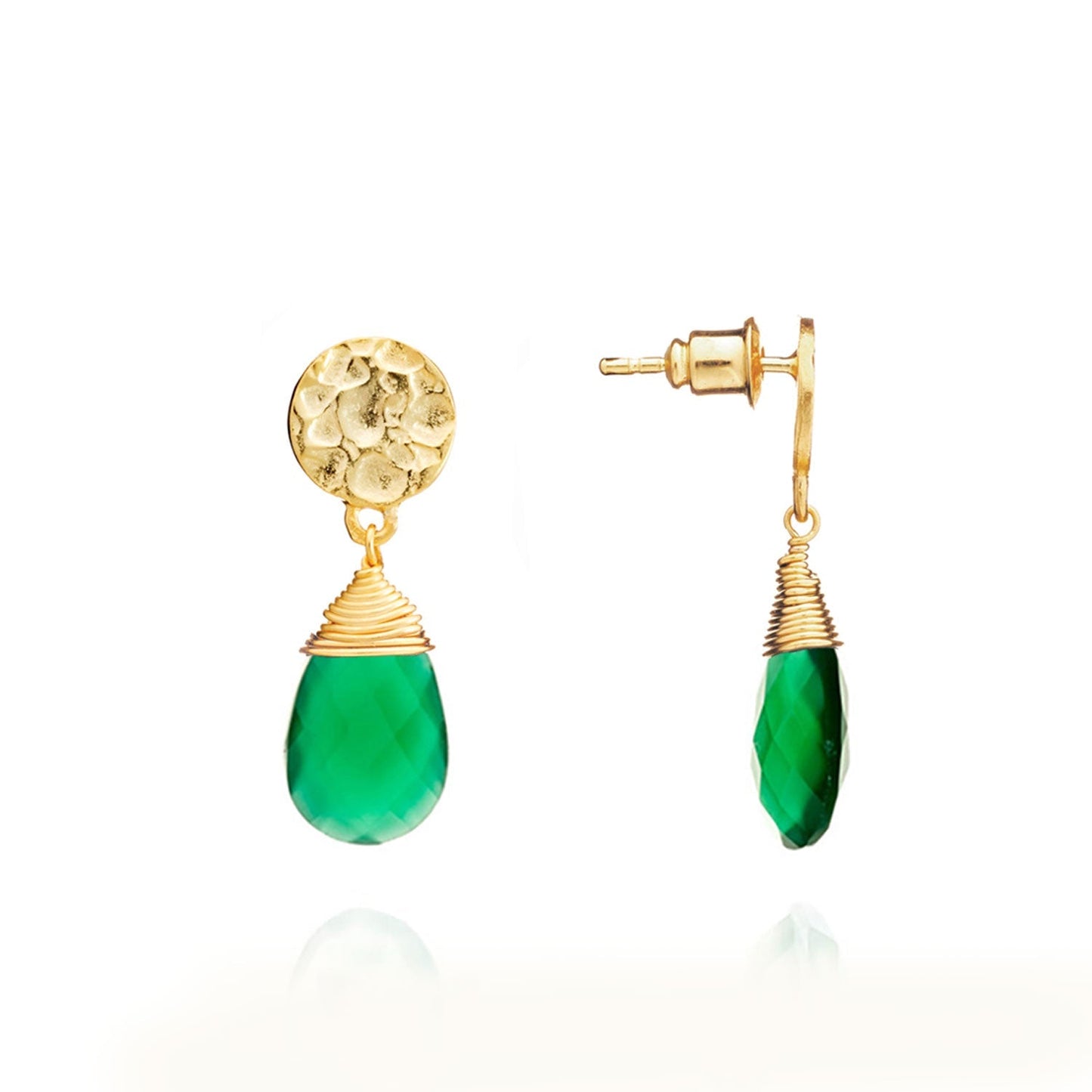 Athena Kate Large Drop Earrings: Green Onyx