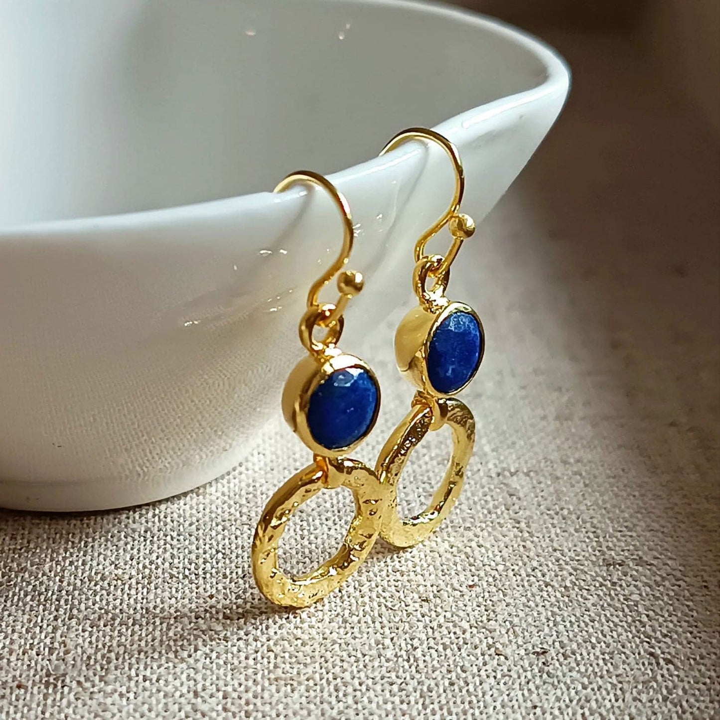 Larissa Gold Hoop and Gemstone Earrings: Green Onyx