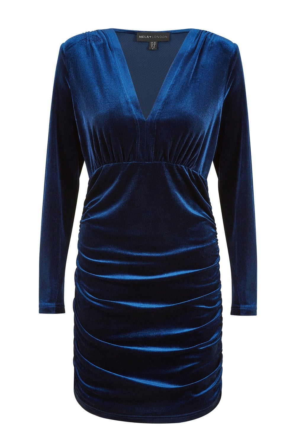 Mela Blue Velvet Long Sleeve Ruched Fitted Dress Envy Boutique Mela Blue Velvet Long Sleeve Ruched Fitted Dress Envy Boutique