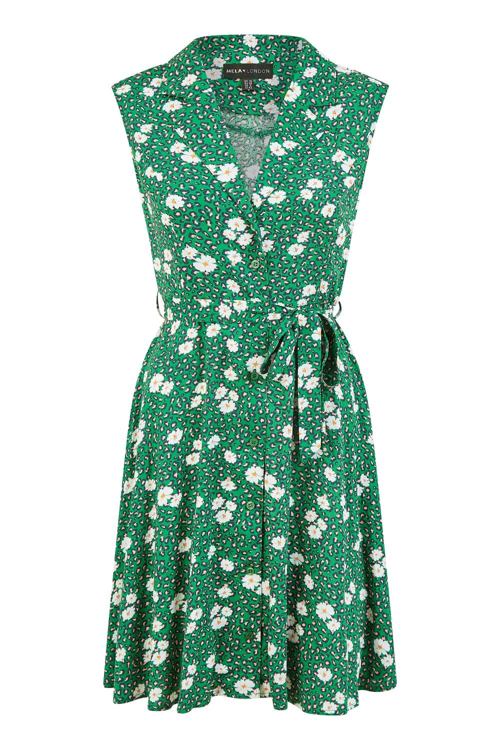 Mela Green Leopard And Daisy Print Shirt Dress