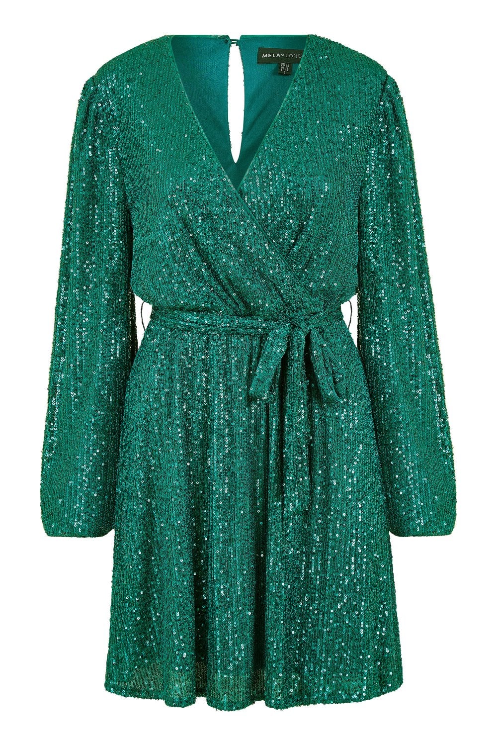 Mela Green Sequin Belted Wrap Long Sleeve Dress Envy Boutique Mela Green Sequin Belted Wrap Long Sleeve Dress Envy Boutique