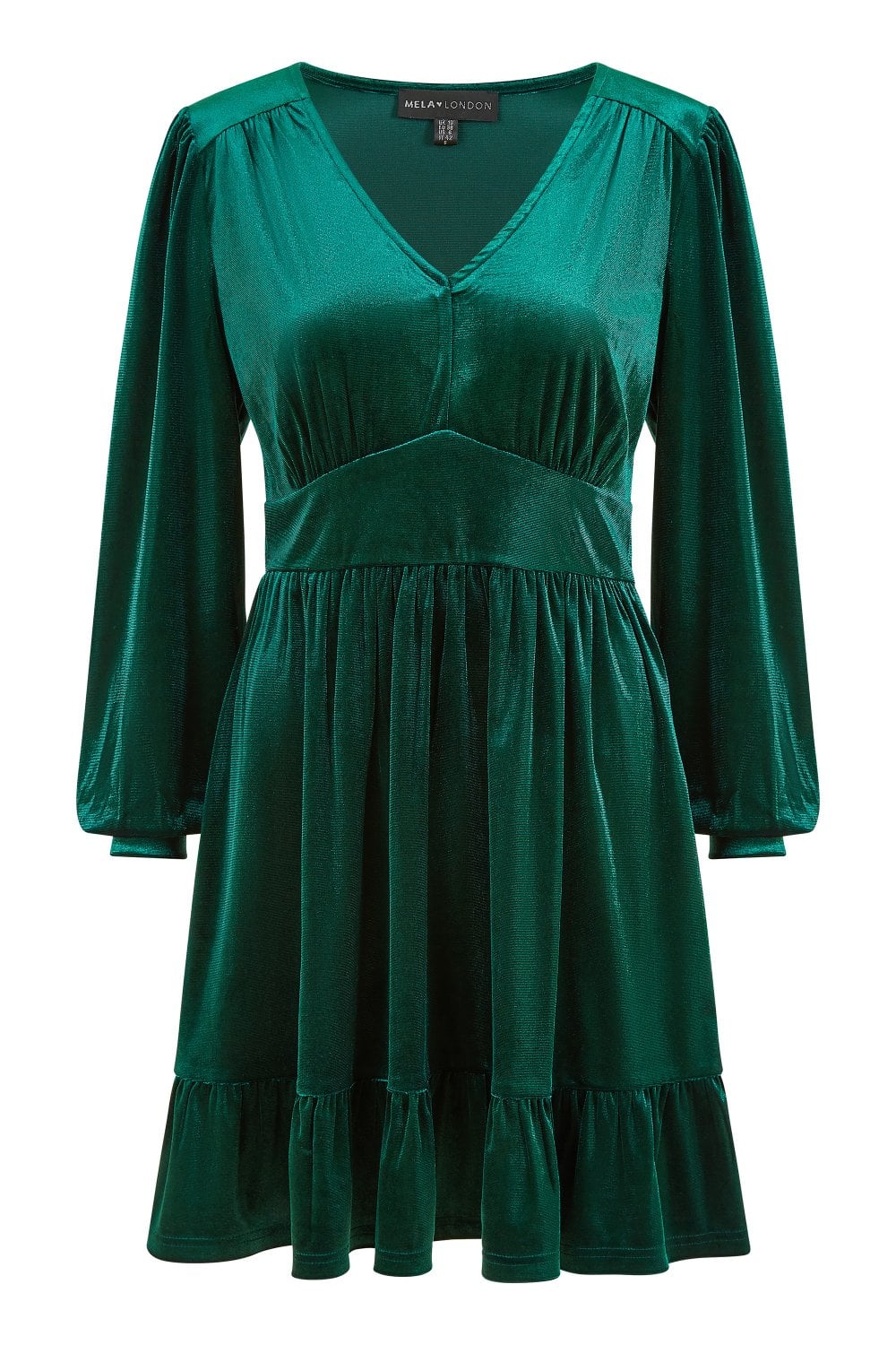 velvet skater dress green Yumi Green Velvet Long Sleeve Skater Dress