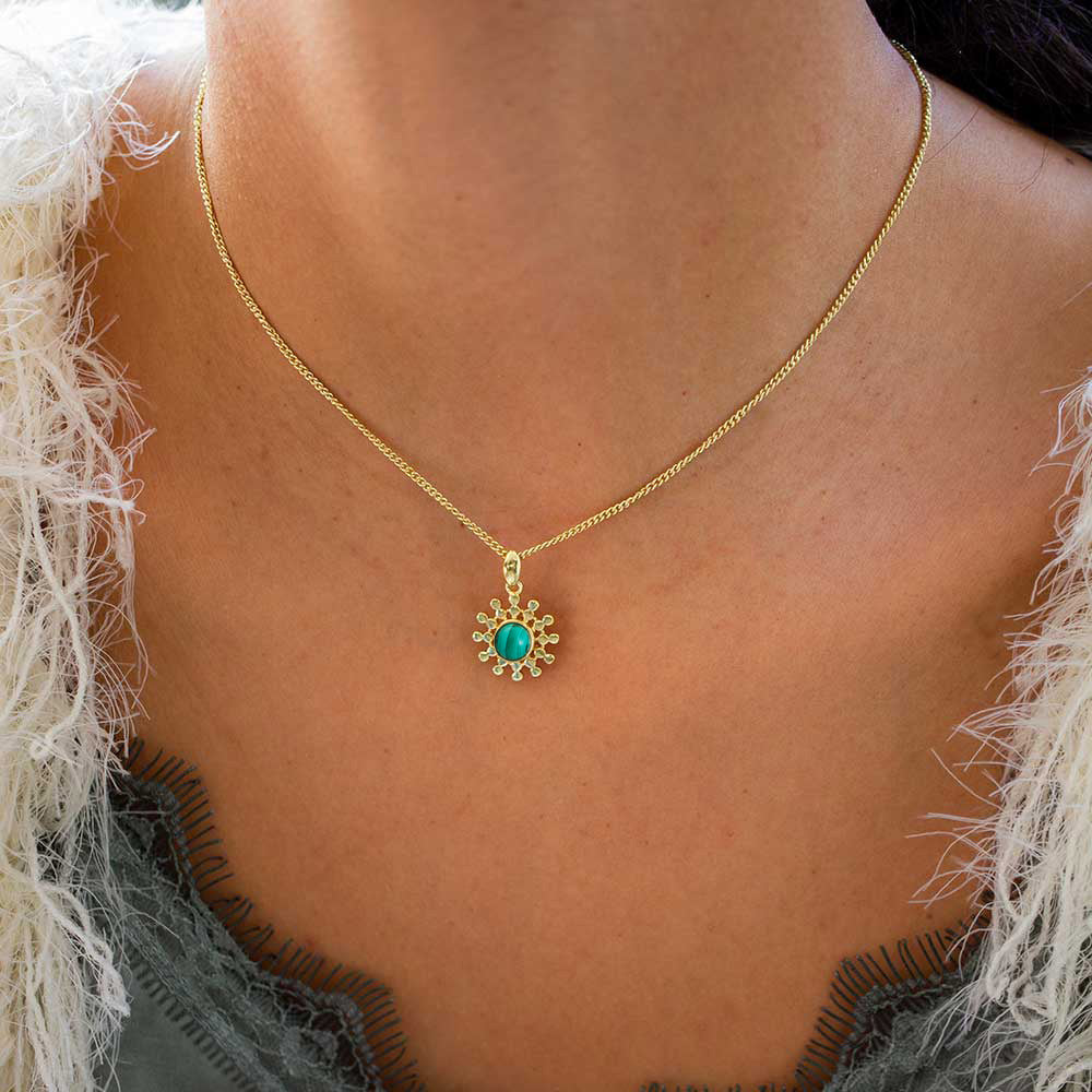 Etrusca Sun Drop Pendant with Malachite