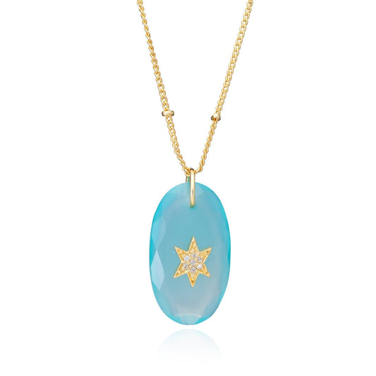 Troy Oval Gemstone Star Pendant  Pariba Onyx