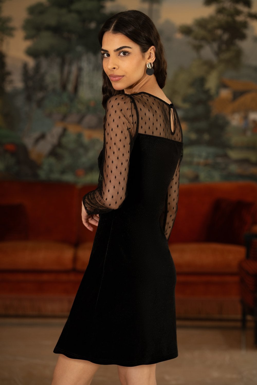 black velvet dress sheer sleeves Buy Yumi Black Velvet Sheer Sleeves Skater Dress from Next USA