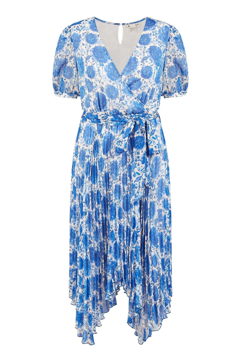 Yumi Blue Floral Pleated Midi Dress With Puff Sleeves Envy Boutique Yumi Blue Floral Pleated Midi Dress With Puff Sleeves Envy Boutique