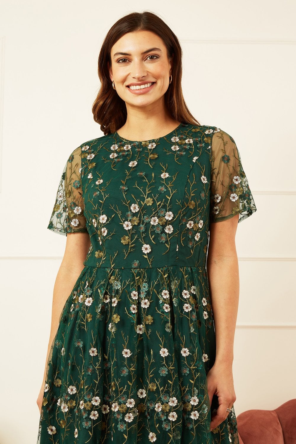 green floral skater dress White Mini Dress - Floral Jacquard Dress - Mini Skater Dress