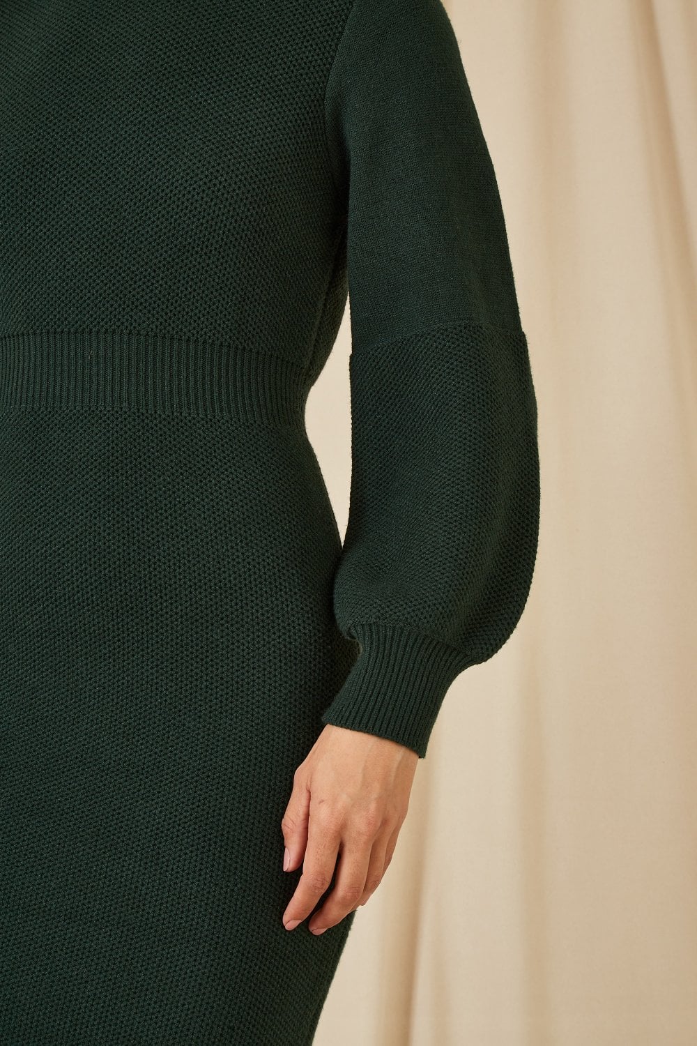 Yumi Women's Roll Neck Knitted Dress - Green