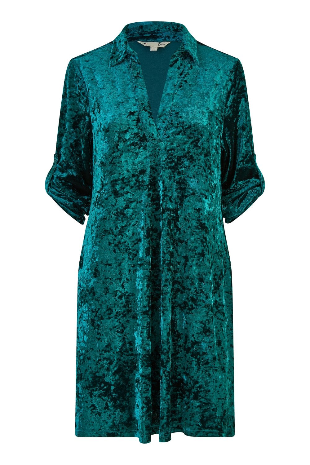 Yumi Green Velvet Tunic Dress With 3/4 Sleeves Envy Boutique Yumi Green Velvet Tunic Dress With 3/4 Sleeves Envy Boutique