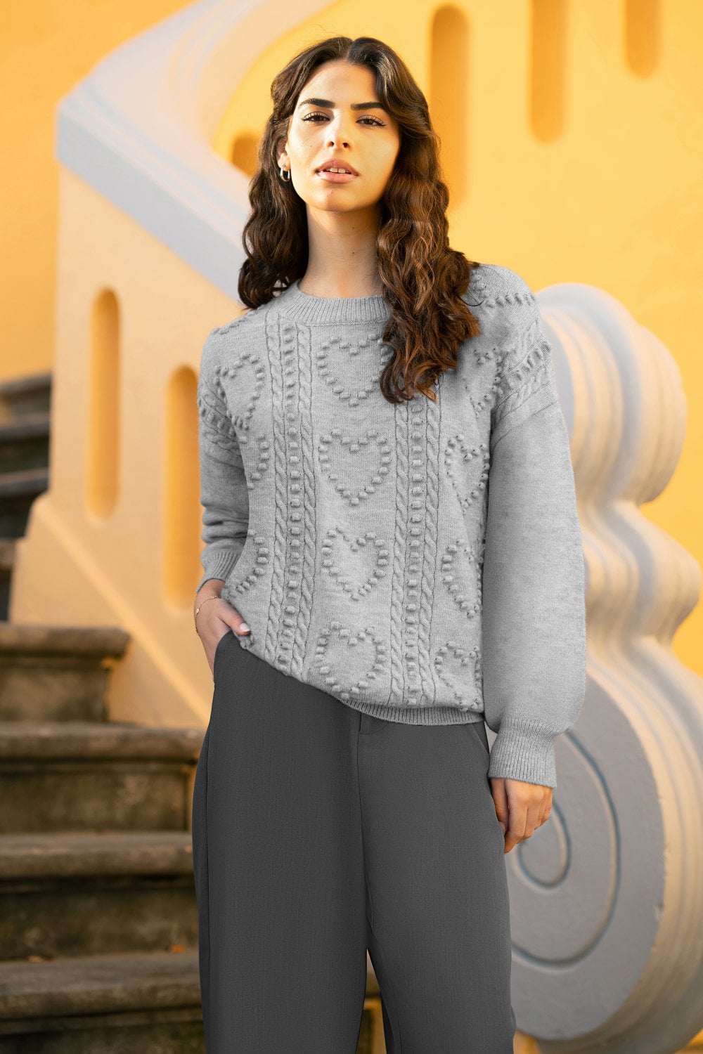Yumi Grey Wide Leg Trousers
