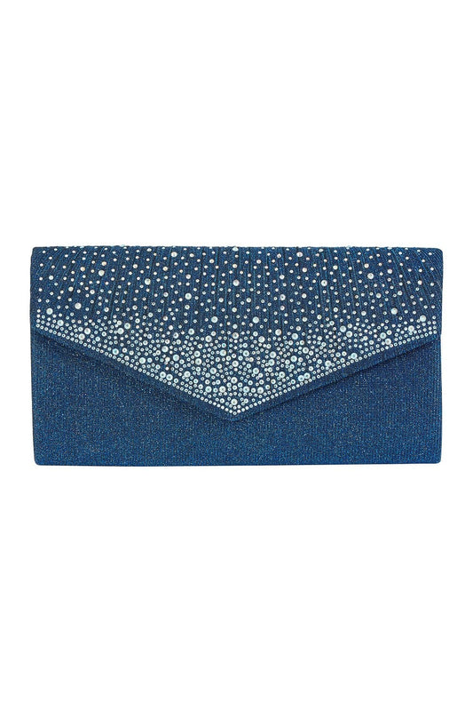 Yumi Navy All Over Sparkle Envelope Clutch Bag